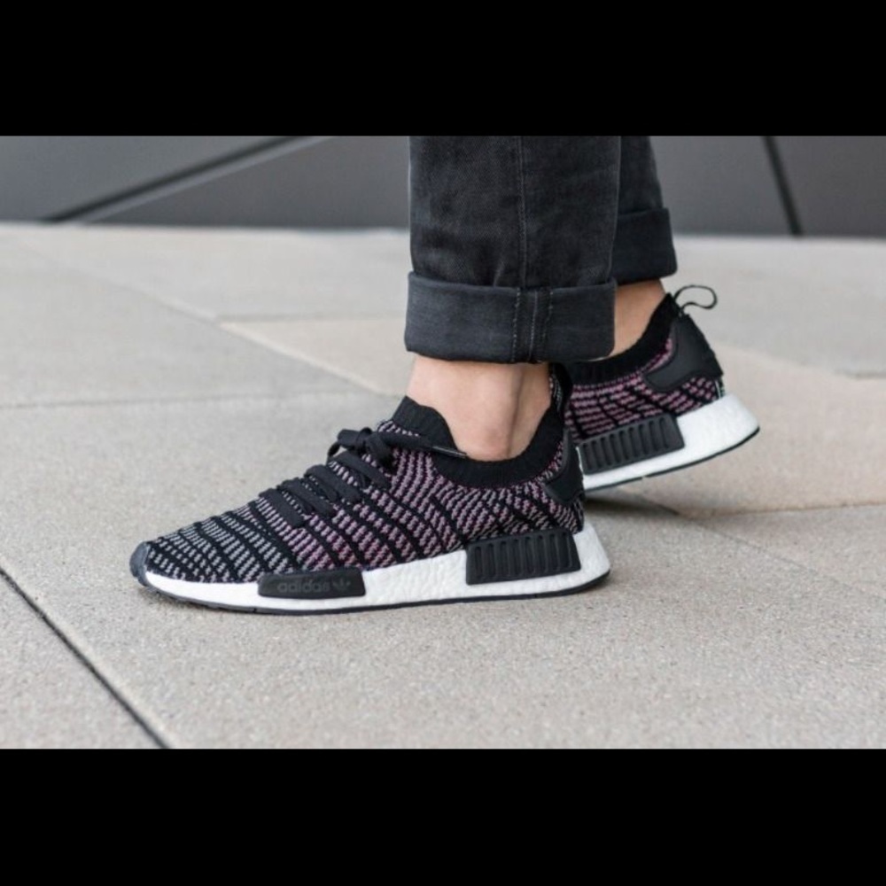 adidas NMD R1 STLT Black Grey Solar Pink